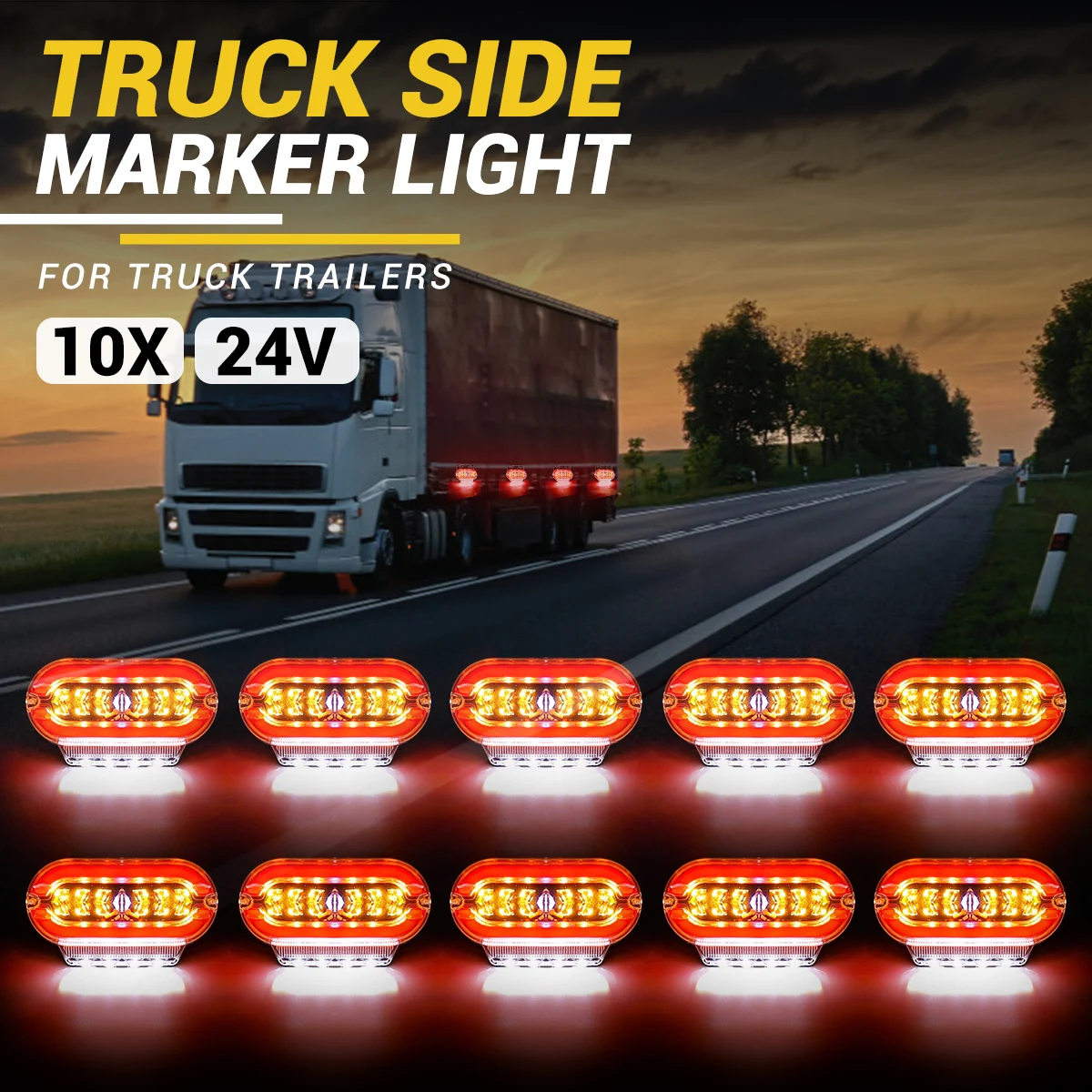 

6/4 /1x Truck Marker Lights 24V 29 LED Truck Trailer Bus Van Flash Side Marker Lights Turn Signal Car External Lights Red Amber