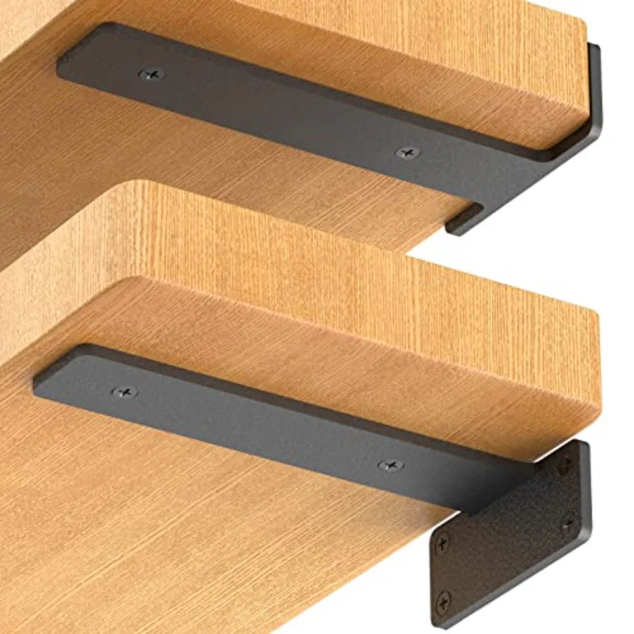 

12 Pack Floating Shelf Brackets 10 Inch Heavy Duty Industrial Shelf Bracket Black Metal L Brackets for Shelves Support DIY 1/5