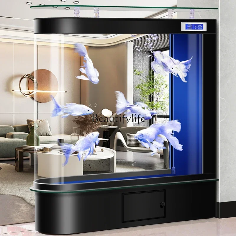 Living Room Floor Partition Light Luxury Home Ecological Aquarium Change Water Glass Fish Tank