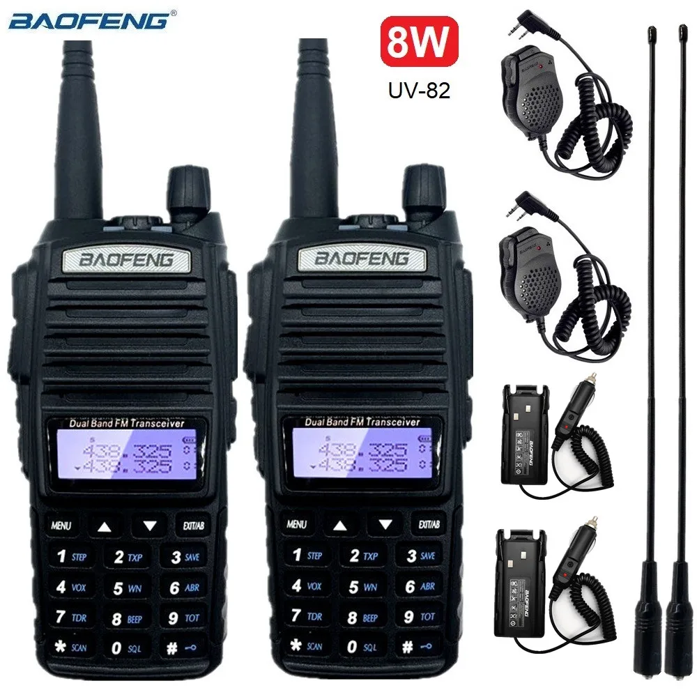 2pcs Walkie Talkie Long Range Baofeng uv82 8w Ham Radio Station VHF UHF hf Transceiver Radio Scanner UV-82 PLUS Woki Toki uv 82