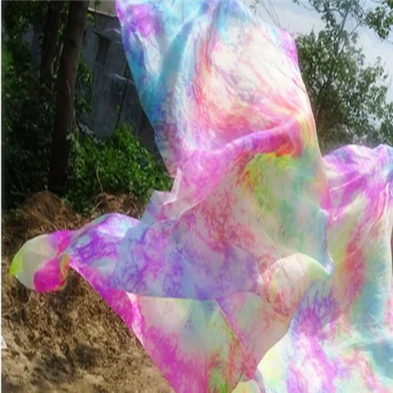 الكبار الرقص الشرقي الحرير الحجاب 100% الحرير الحقيقي اليد رمي وشاح التعادل صبغ الأزهار ملابس رقص البطن ملحق الدعائم ضوء فلوي 2.5 متر