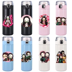 Anime Demon Slayer Printed 400ml Thermos Cup Pocket Cup Stainless Steel Thermal Coffee Vacuum Flask Insulated Water Bottle