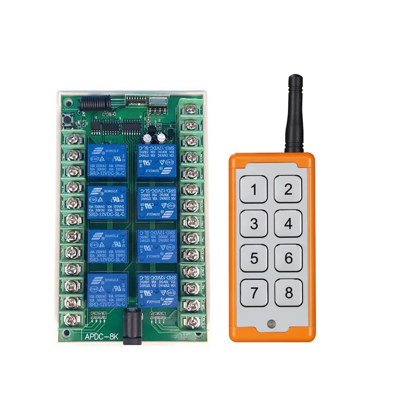 

3000M universal DC 12V /24V 10A 8CH Remote Control Switch Receiver Transmitters Switch industrial lighting 433mhz