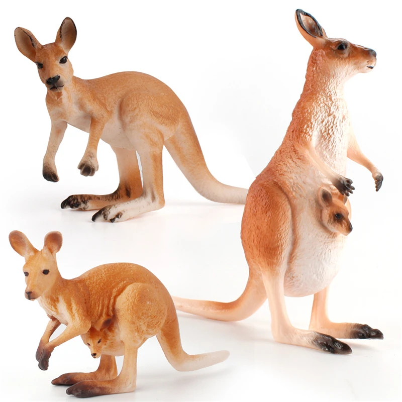 Simulation Wild Animals Action Figure Cute Kangaroo Figurines Kids Toys Models Collection Ornaments Gift Educational Toys Xmas