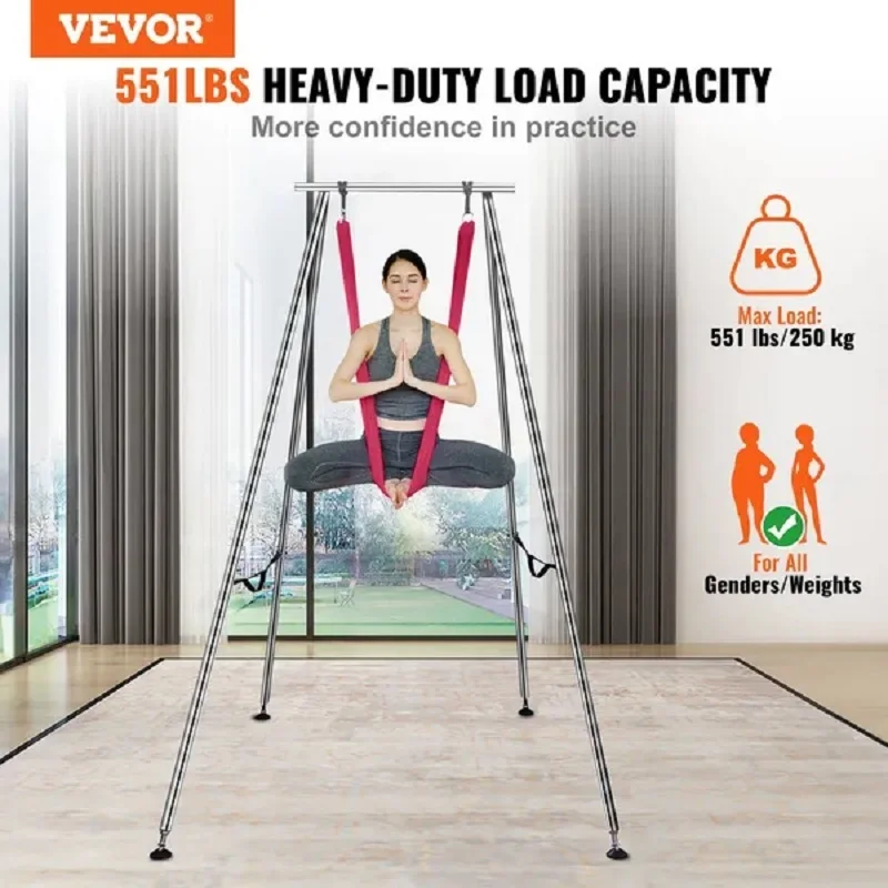 dropship VEVOR Aerial Yoga Frame & Yoga Hammock, 9.67 ft Height Professional Yoga Swing Stand Comes with 6.6 Yards Aerial Hammo