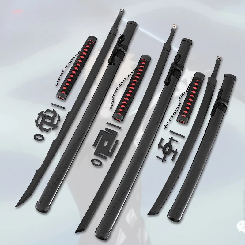 75cm/29.53in Anime Weapon Peripheral Kurosaki Ichigo Tenmon Lock Moon Slayer Swastika Wooden Sword Toy Model Ornament Collection