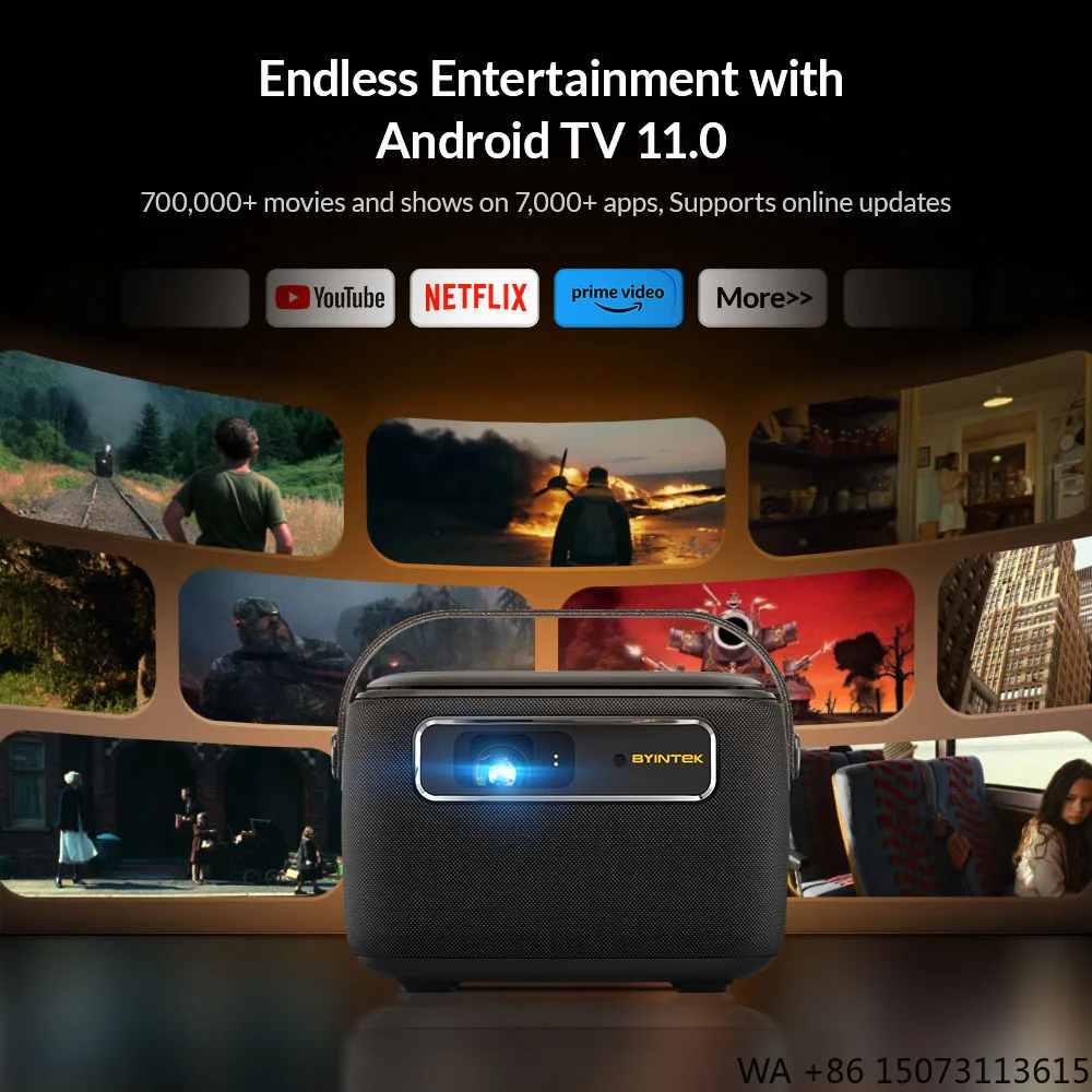 

Портативный мини-проектор 4K LED с 3D-голограммой DLP и Wi-Fi для домашнего кинотеатра, офиса, образования и использования на открытом воздухе