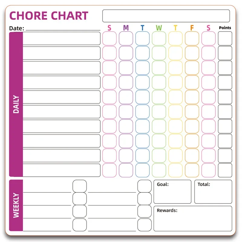 Daily Good Habits Develop Weekly Schedule Magnetic Whiteboard Learn Self-discipline Clock in Refrigerator Sticker