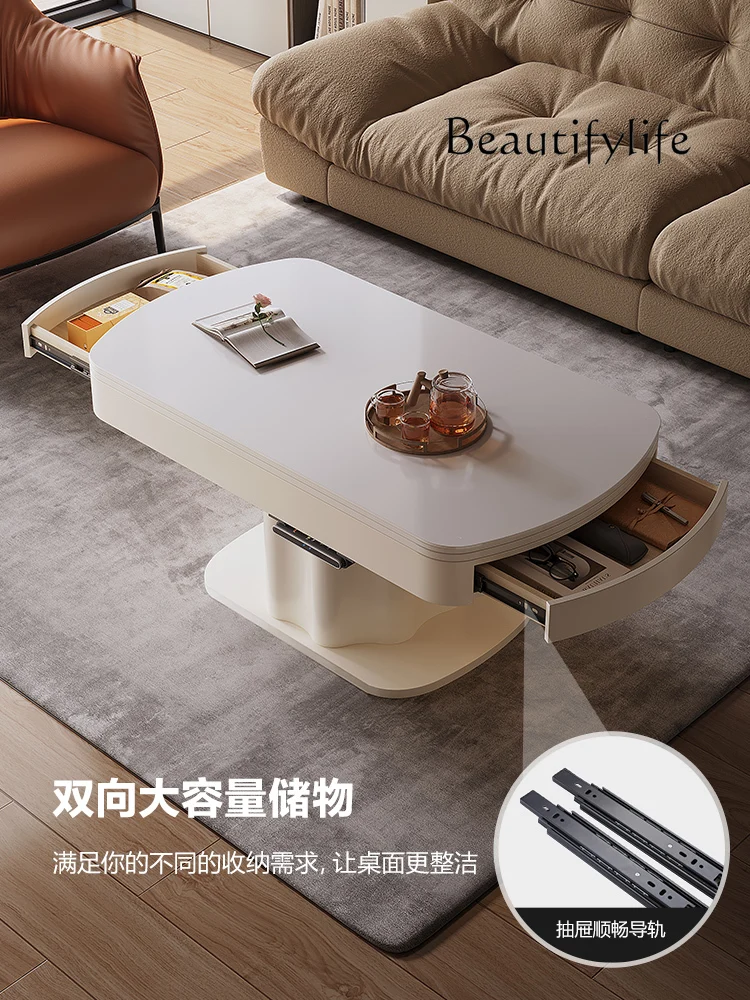 BJ Coffee Dining Table Dual-purpose Lifting Multi-functional Two-in-one Heating Integrated Coffee Table Becomes Dining Table