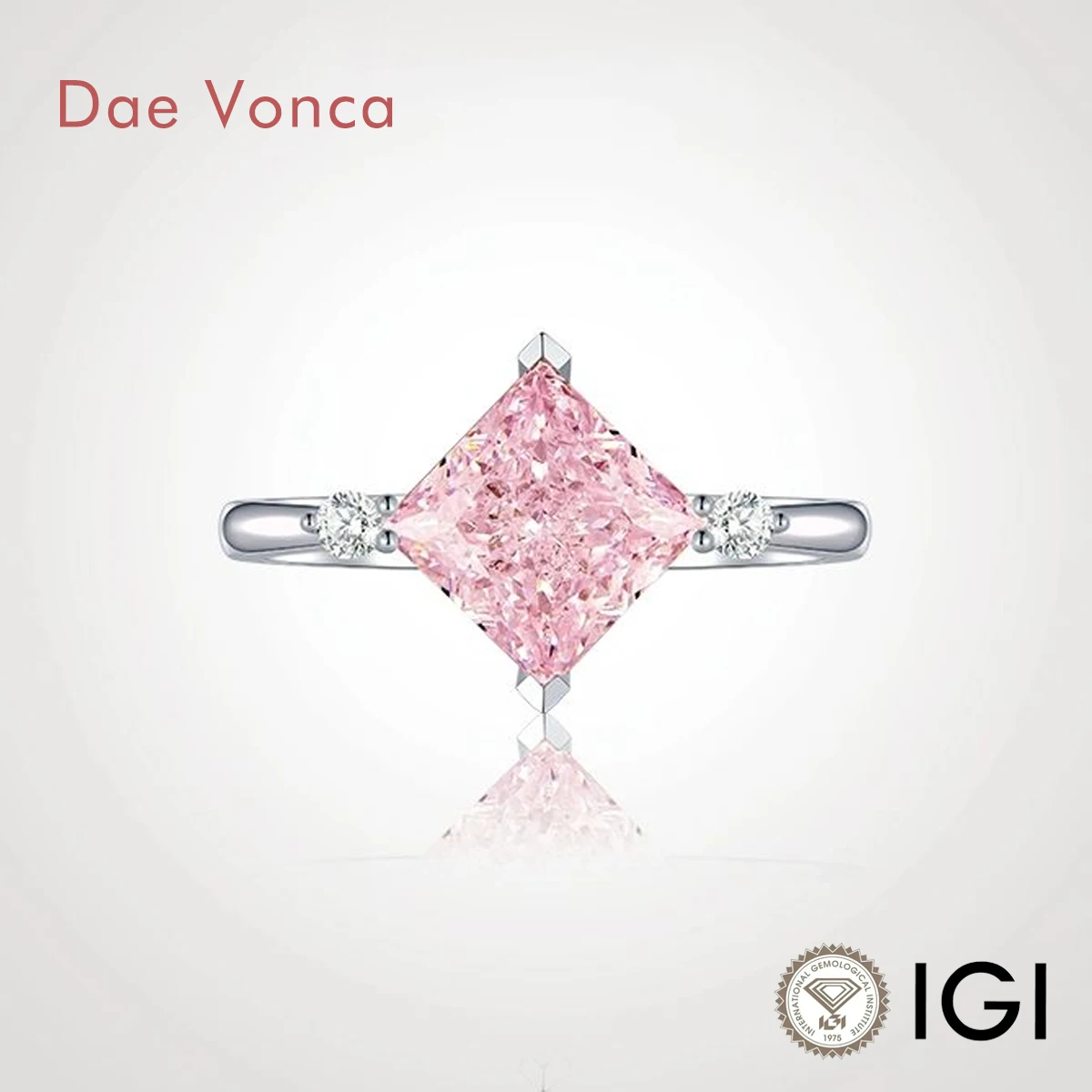 

IGI Pink Princess Diamond Engagement Ring PT950 Princess Cut Lab Grown Diamond Ring Luxury Jewelry For Women