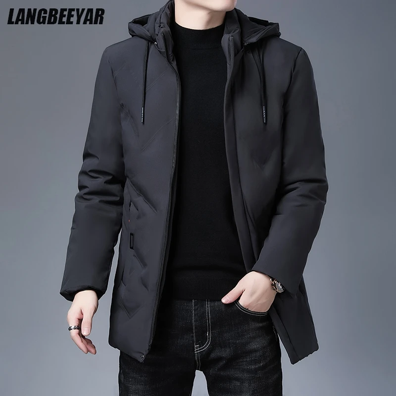 Men's Long Parka Jacket Winter Casual Windbreaker Hooded Quilted Coat