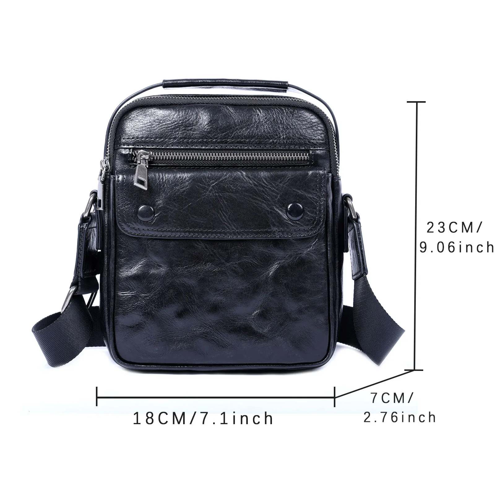 S.WORKER Echtleder Herren Umhängetasche Messenger Bag Crossbody-Taschen für Männer Rindsleder Oberleder Modischer Casual-Stil – Detail 3