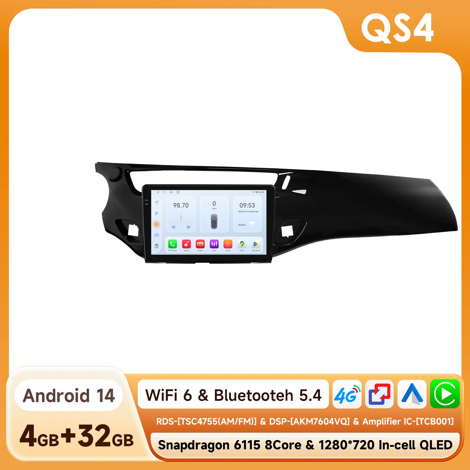 Android autoradio voor Citroen C3 DS3 2010-2016, autoradio met DSP, GPS, Carplay, intelligente multimedia en video via Snapdragon 6115