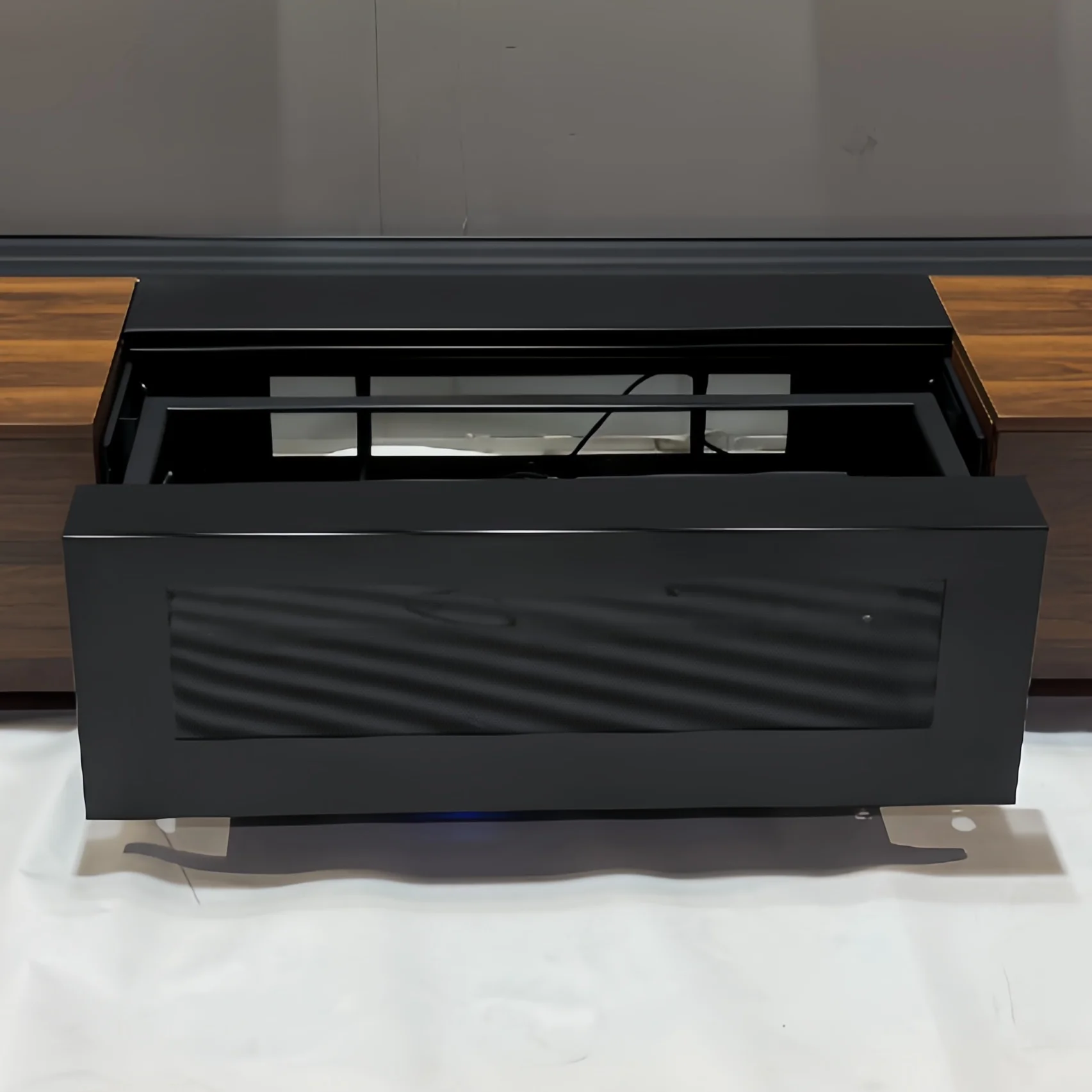 Electric Smart Short Laser TV Stand Cabinet with Hidden Motorized Lift & Auto Sync for UST Projector