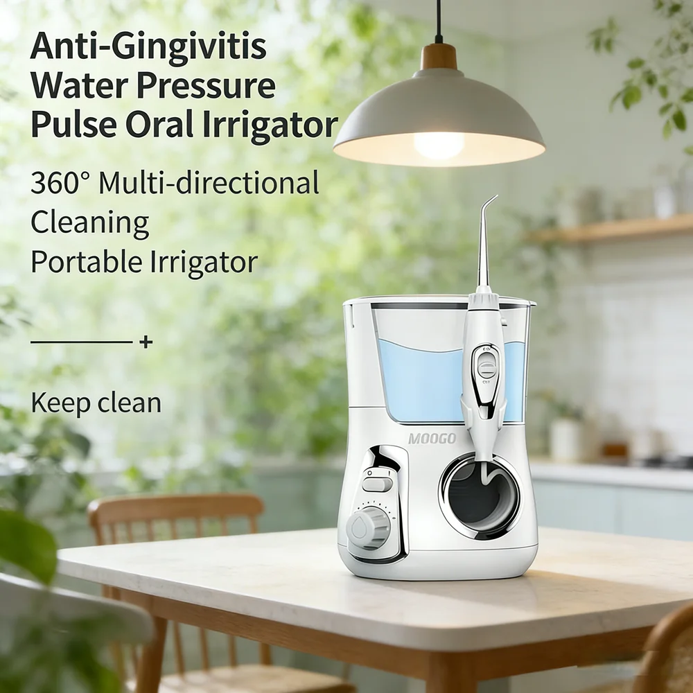 Desktop Electric Dental Water Jet with 10 Modes & 5 Nozzles, Multi-Functional Water Flosser for Home Teeth Cleaning