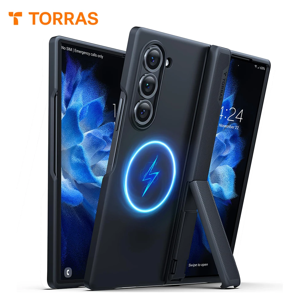 

TORRAS Magnetic Armor Stand Samsung Galaxy Z Fold 6 Phone Case, [MIL-rated hinge protection] [MagSafe compatible]