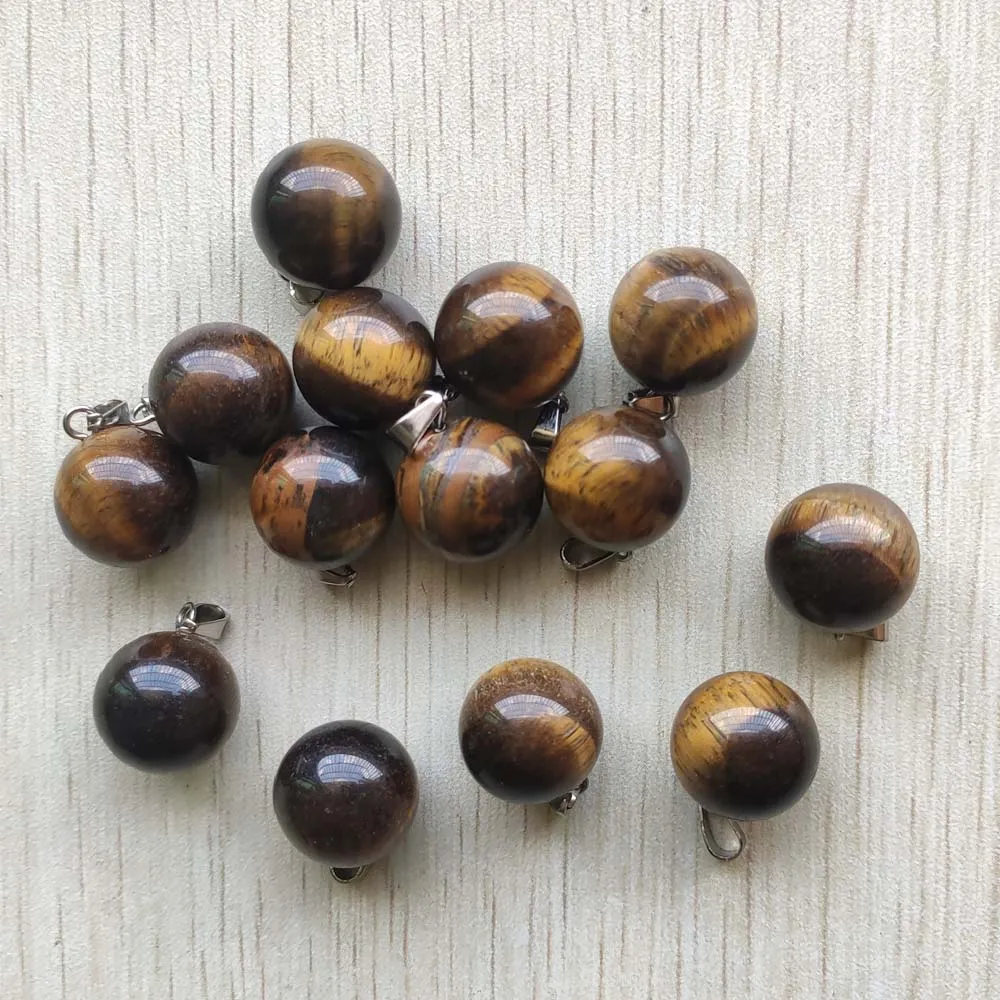 Natural Stone tiger eye quartz crystal red onyx mix ball pendants charms for jewelry making 24pcs/lot wholesale fast shipping