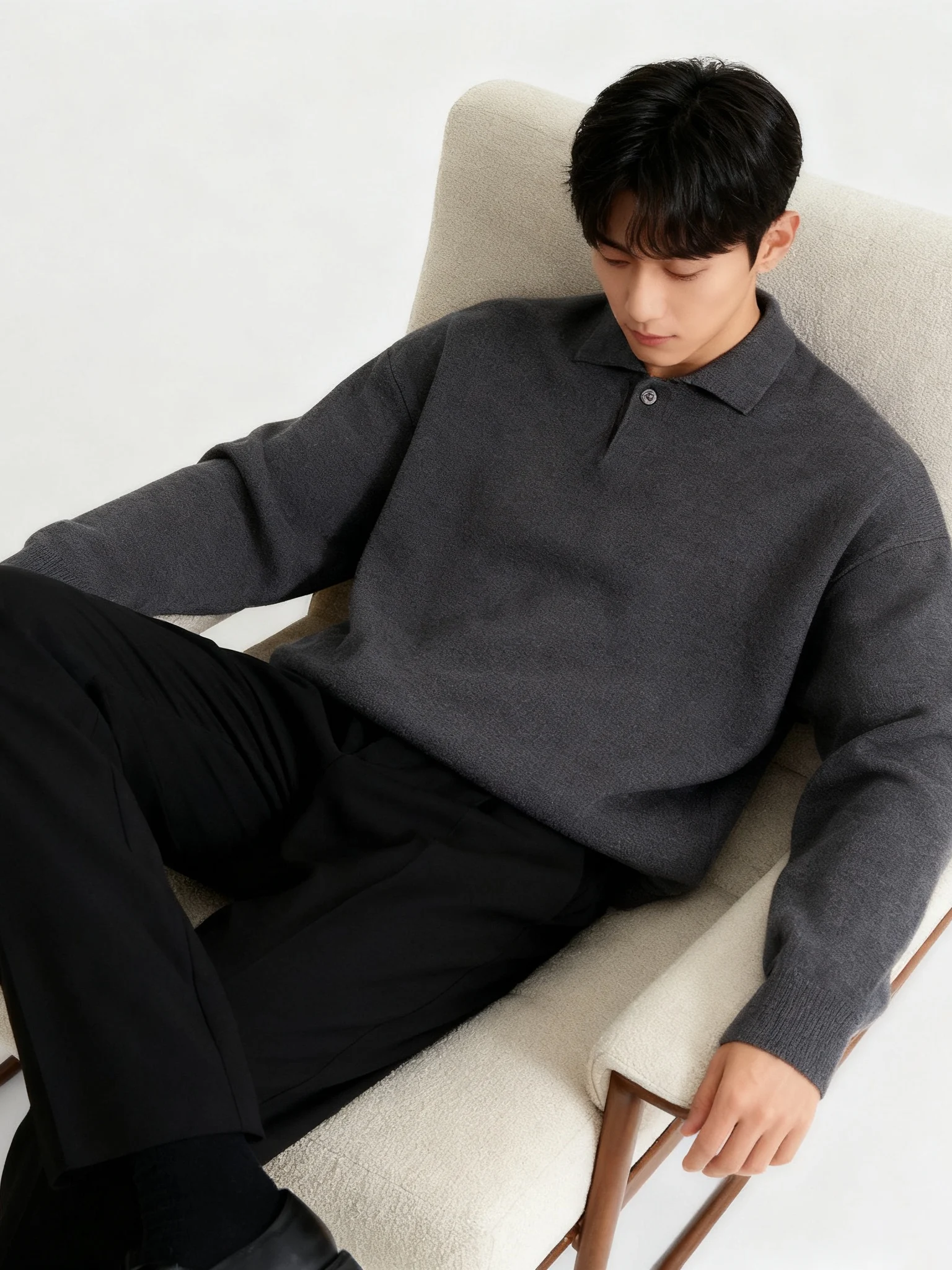 

Мужской вязаный свитер свободного кроя с воротником-стойкой, осенне-зимняя новинка, простой стиль для пар