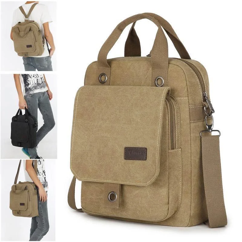 

Scione Men Shoulder Bags Casual Crossbody Multifunction Handbags Canvas Material Pure Colour Message Bag For Laptops Books J2378