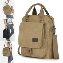 Scione Men Shoulder Bags Casual Crossbody Multifunction Handbags Canvas Material Pure Colour Message Bag For Laptops Books J2378