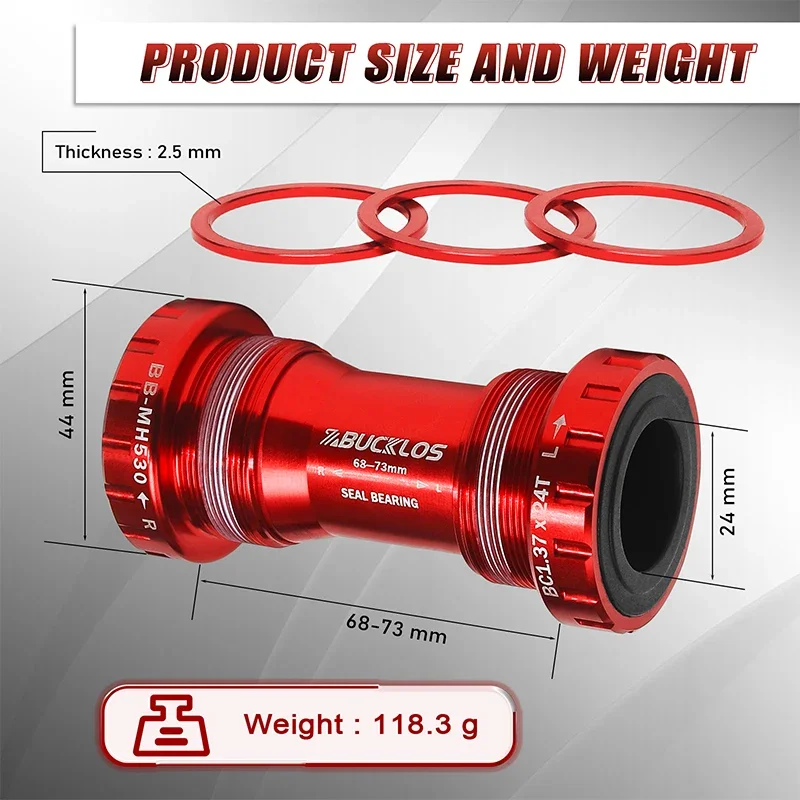 BUCKLOS Keramiklager BB68 Fahrrad-Innenlager für SHIMANO BSA 68 Gewinde BB-Innenlager 68/73 24 mm MTB Rennrad Kurbel BB – Detail 4
