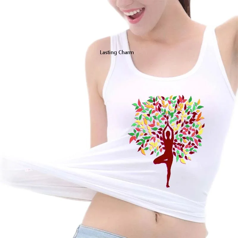 Foliage Tree Pose Girls Yoga Tank Top Women's Yoga Sports Workout Sleeveless Tops Gym Vest