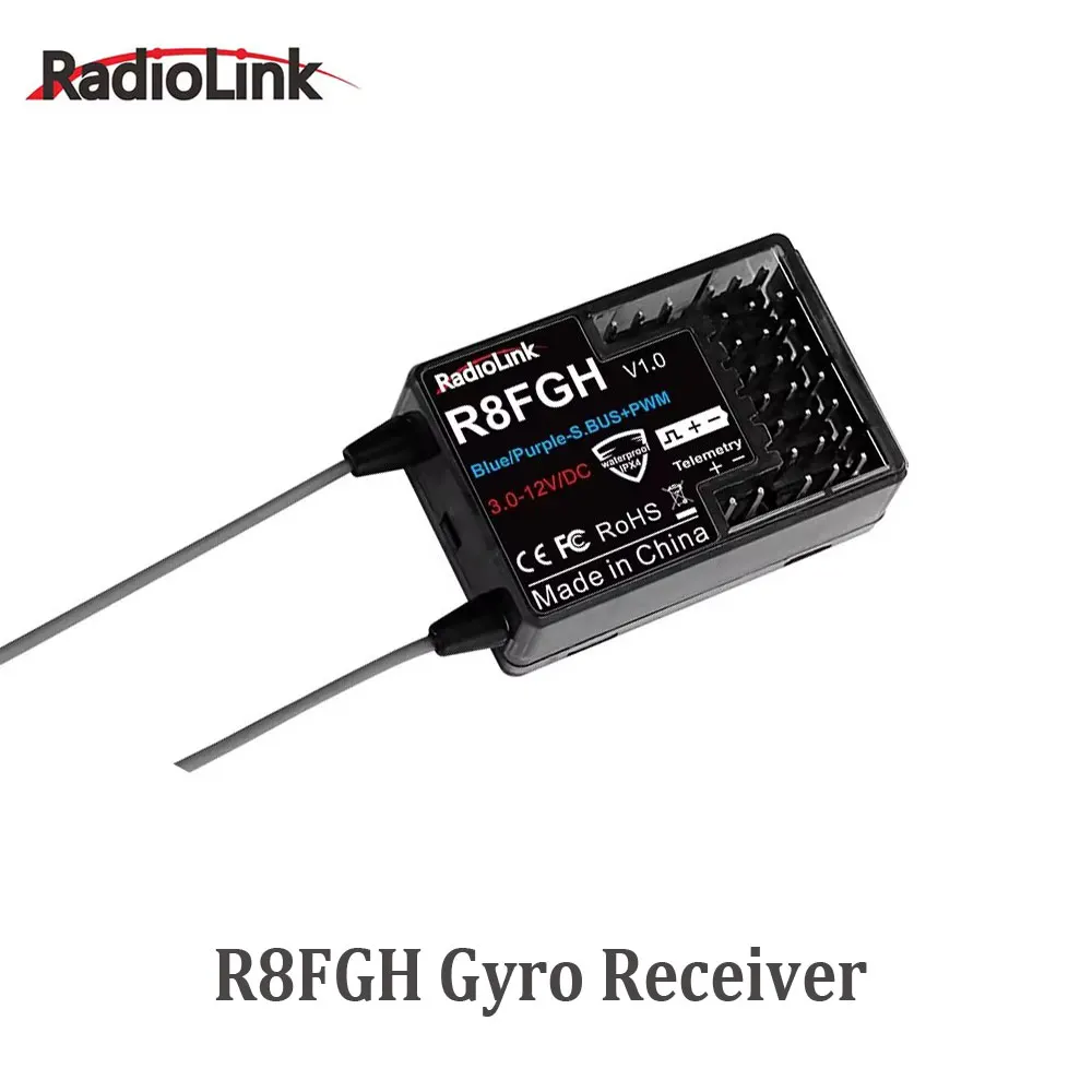 Radiolink R8FGH Gyro ricevitore 2.4G 8 canali telemetria tensione del veicolo fino a 14S 58.8V per RC Car Boat Mower Machine Robot