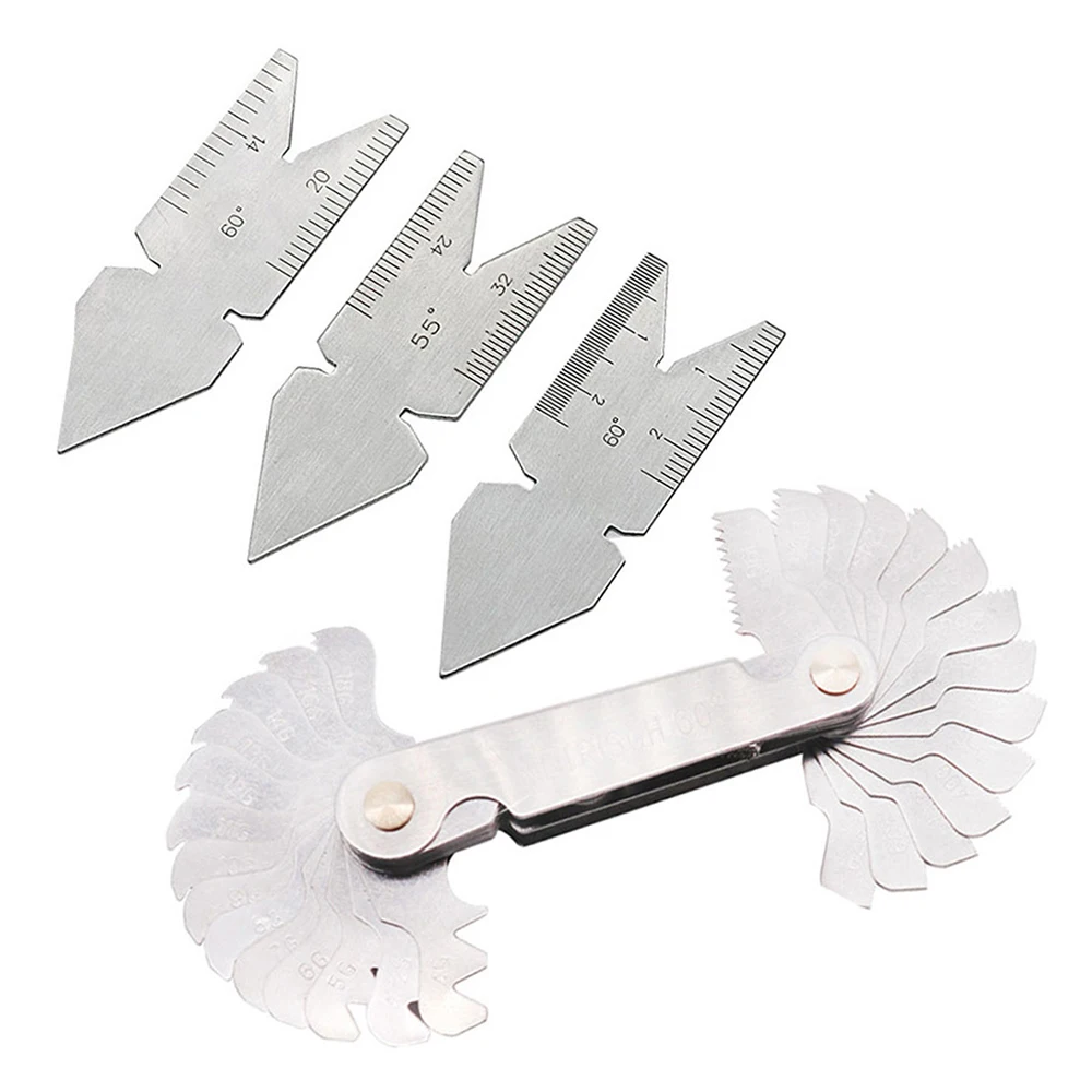 

4pcs/set Thread Pitch Gauge 55° and 60° Whitworth/ Metric Screw Thread Pitch Cutting Gauge Tool Set Centre Gage Measuring Tools