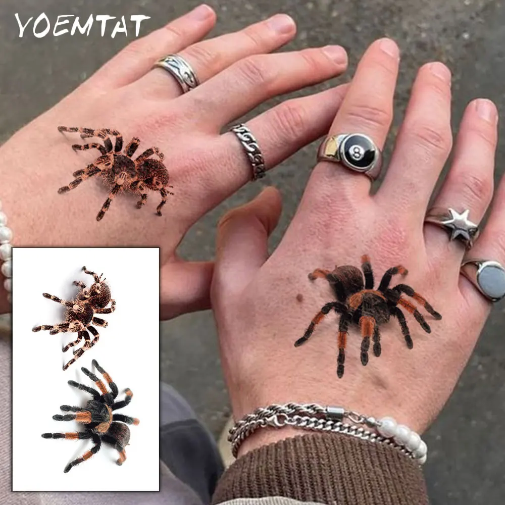 

Водостойкая временная татуировка-наклейка, красочные реалистичные пауки, Хэллоуин, фестиваль, наклейки, боди-арт, рука, поддельные татуировки для женщин и мужчин