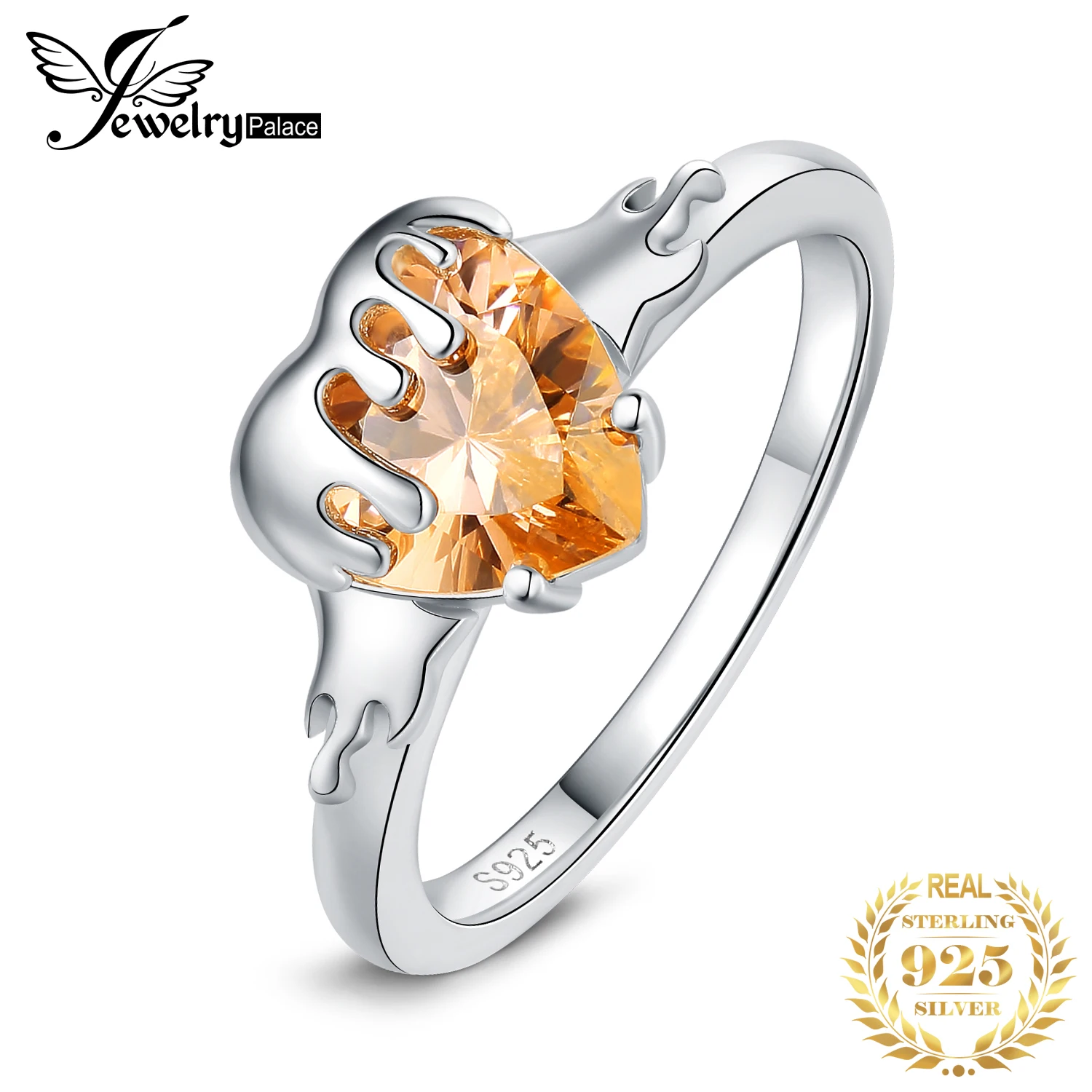 JewelryPalace New Arrival Honey Heart 3.3ct Morganite Color Gemstone 925 Sterling Silver Statement Ring for Woman Trendy Jewelry