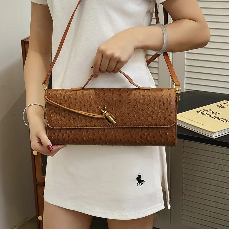 

2025 New Women's Shoulder Bag Fashionable Versatile Handbag Solid Color Bag Cover Mobile Phone Change Bag Oblique Span Bag