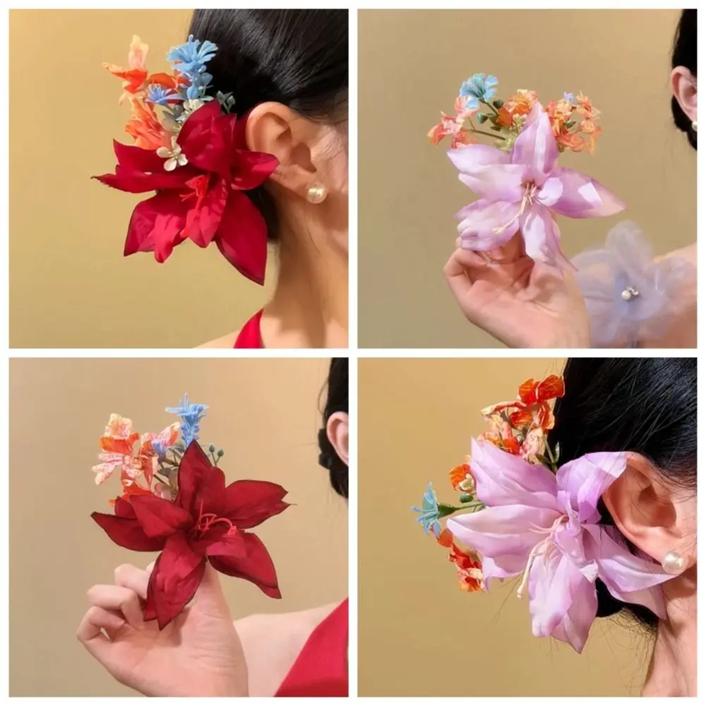 

Sweet Fairy Flower Hair Stick Bohemian Hairpin Thai Hair Fork Simulation Flower Side Clip Bride Hair Accessories Female