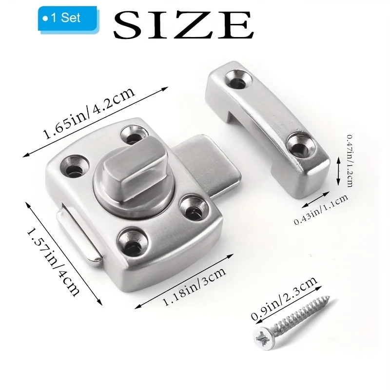 1Set Zinc Alloy Home Security Latch Rotate Bolt Latch Gate Latches Door Slide Lock Twist Rotating Barrel Lock Thicker Bolt Latch