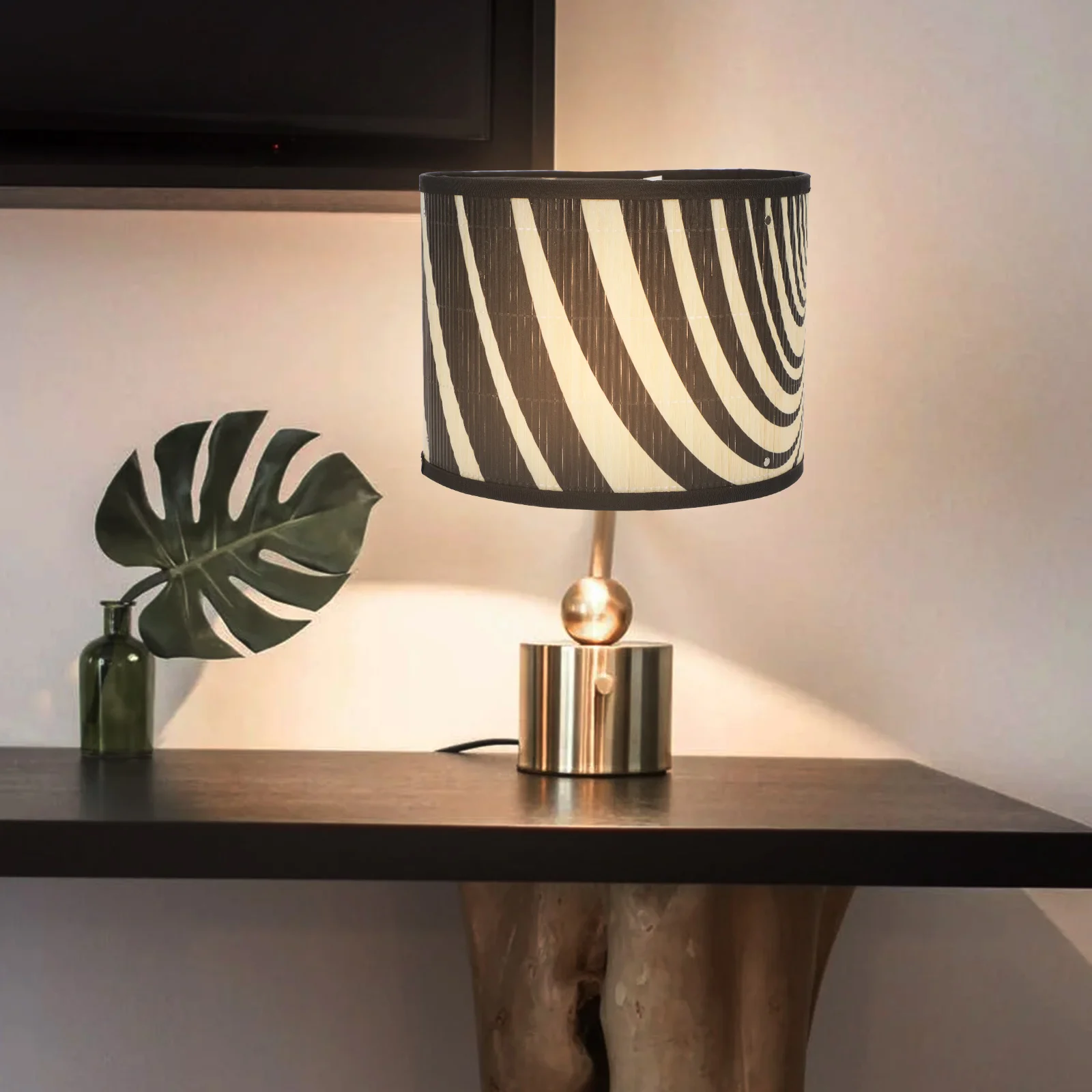

Bamboo Lampshade Light Cover Geometric Pattern Decorative Diffuse Lighting Accessory for Bedroom Living Room Bamboo