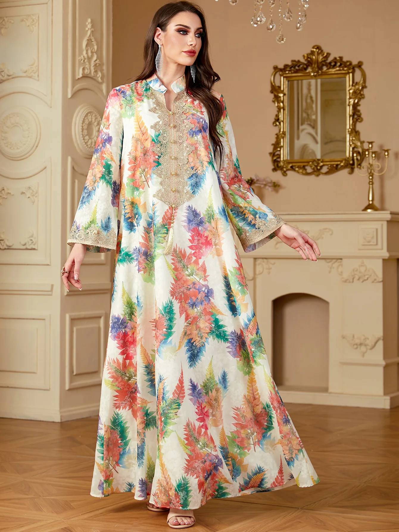 Eid Muslim Dress for Women Ramadan Print Jalabiya Party Long Dresses Abaya Long Robe Morocco Dubai Kaftan Islam Vestidos Largos