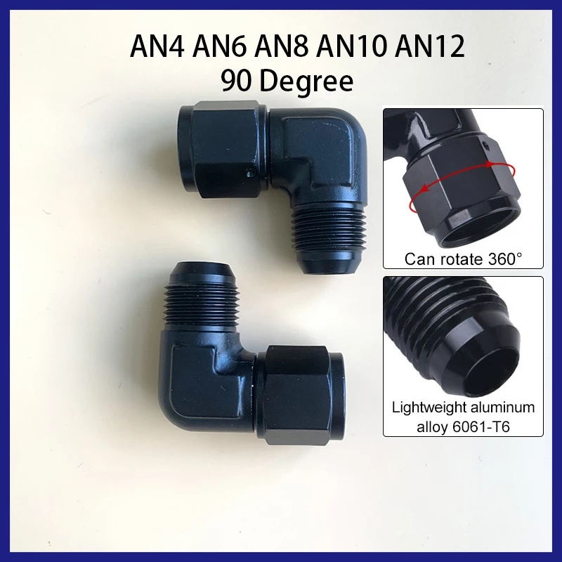 

Черная Магнитная фурнитура для нефти и топлива, универсальная женская и мужская вспышка, 90 градусов, колено AN4-AN12, анодированный алюминий