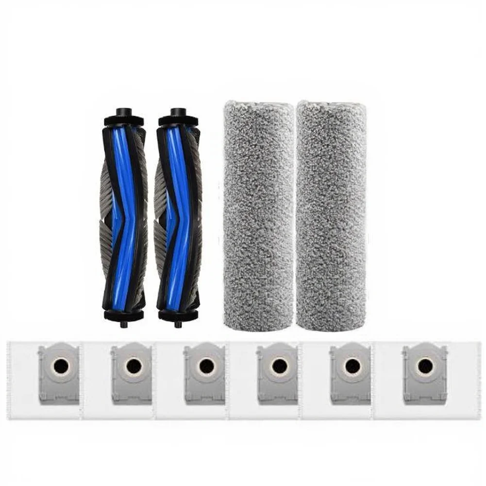 For Deebot X9 X11 T80s Replacement Accessory Kit 2 Absorbent Mop Rollers 2 V Shape Main Brushes 6 Dust Bags Package