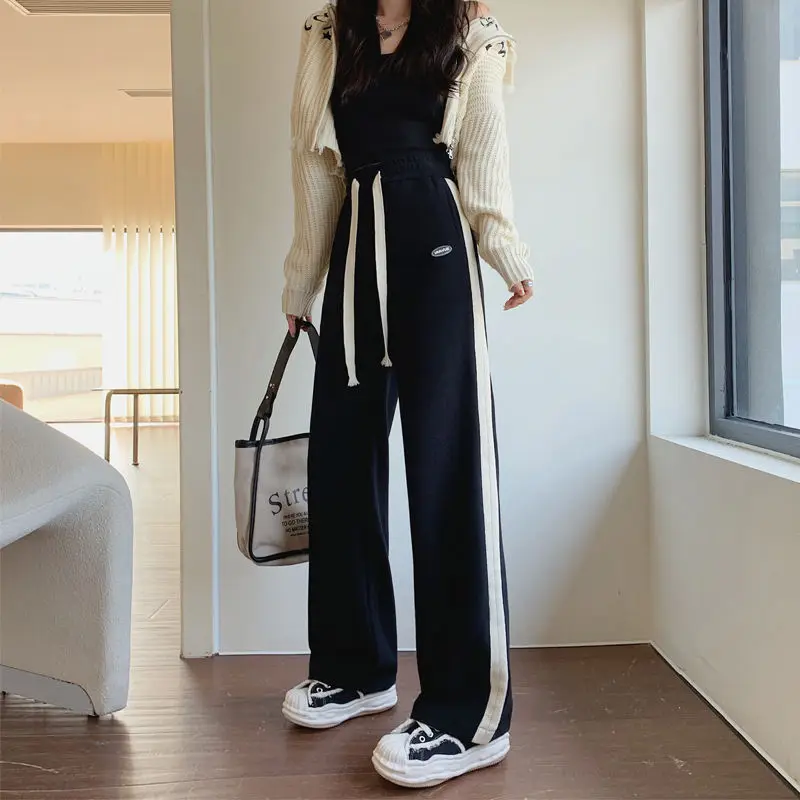 Frauen koreanische lässige Streetwear Harajuku Y2k Hose mit weitem Bein weibliche trend ige hohe Taille gerade Jogging hose Sport Jogger Hose