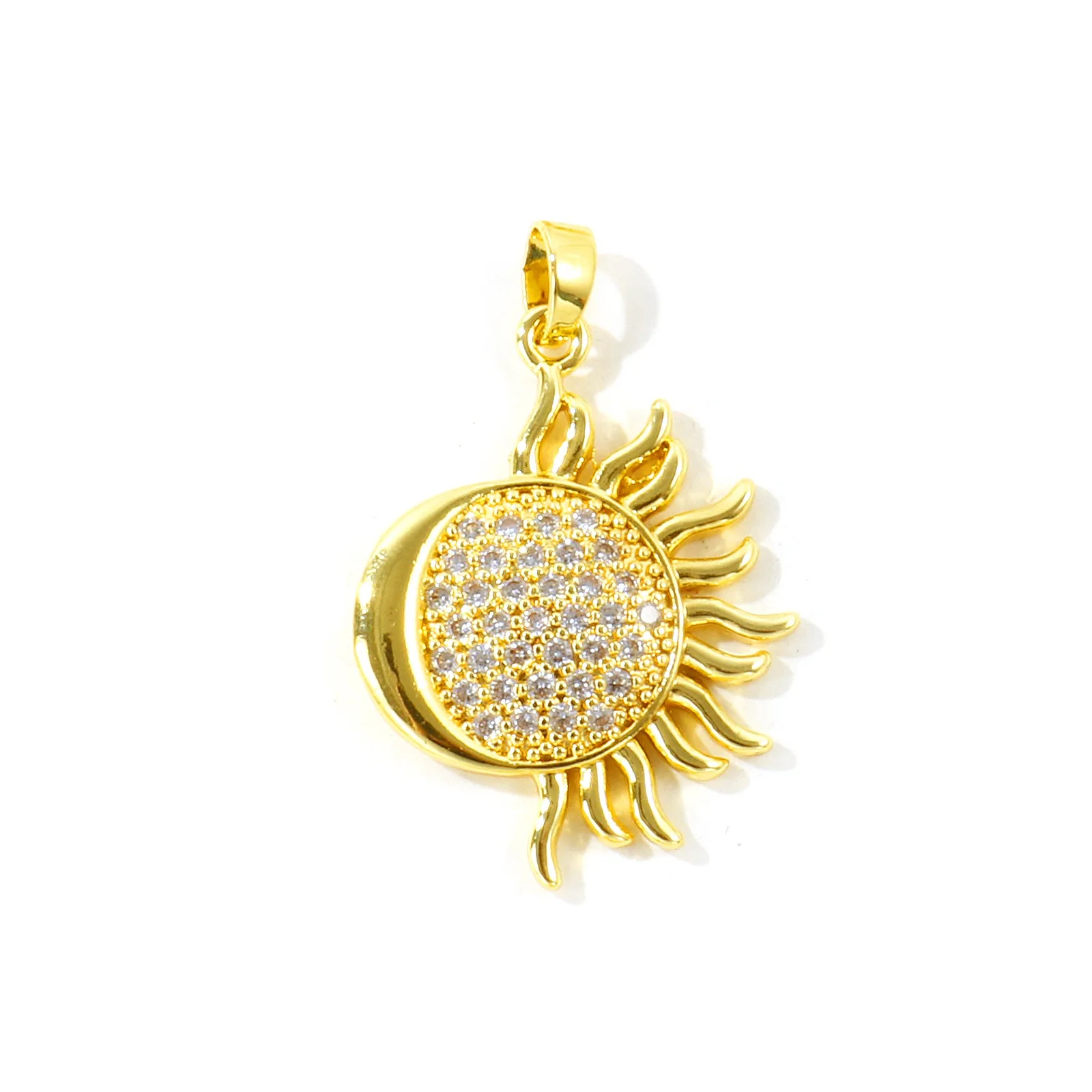 2 Stück Kubische Zirkonia Galaxie-Anhänger Sonne Stern Messing 18K Vergoldet Anhänger für DIY Halskette Armband Schmuckherstellung Großhandel – Detail 5