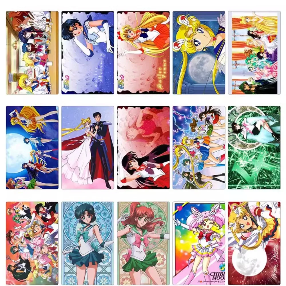 30pcs/set Sailor Moon Tsukino Usagi PVC Translucent Plastic Collectible Thin Card Anime Classics Game Collection Cards Toy Gift