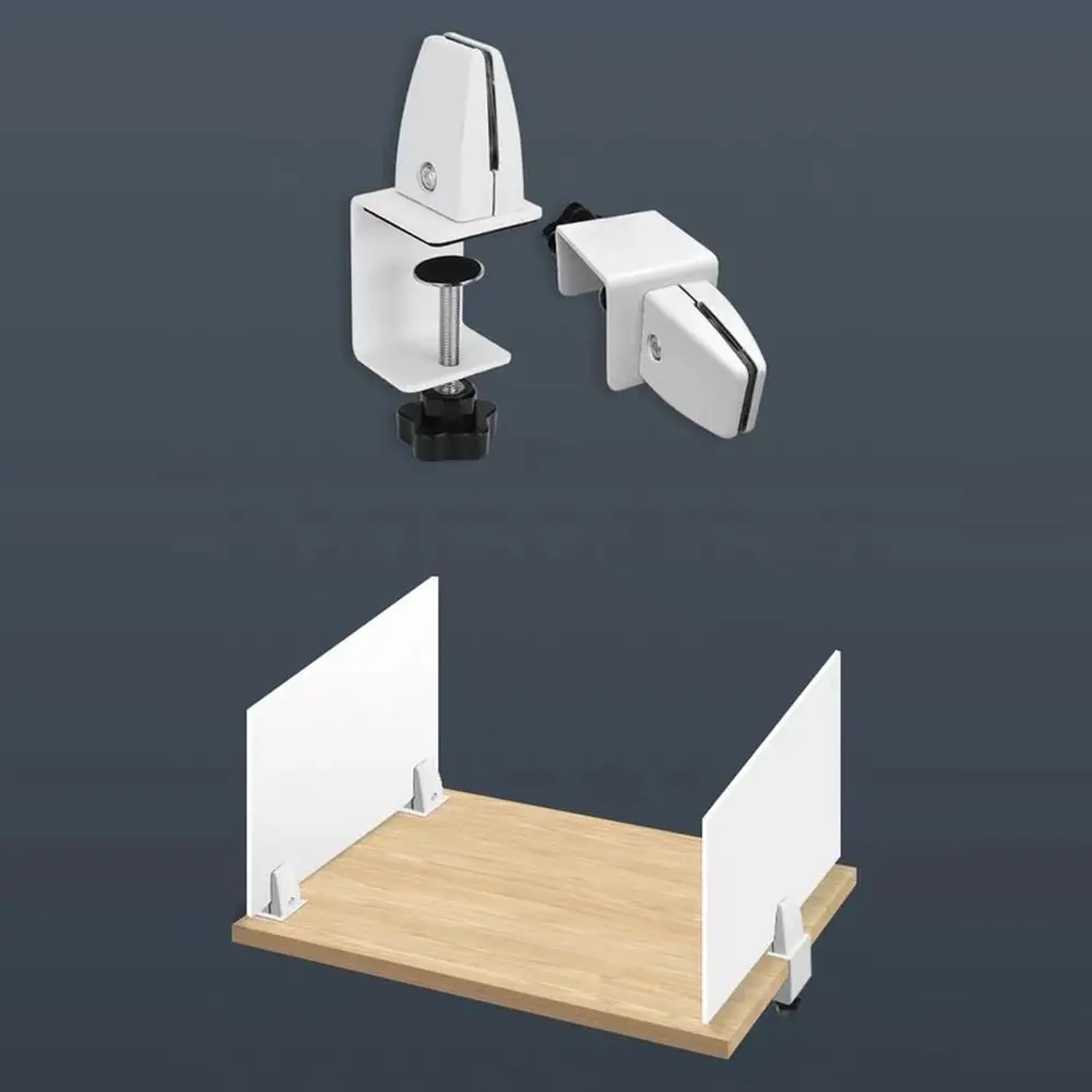 Aluminum Alloy Office Desk Baffle Clip Multifunctional Adjustable Glass Clamp Black White Silver Hardware Office Desk Divider