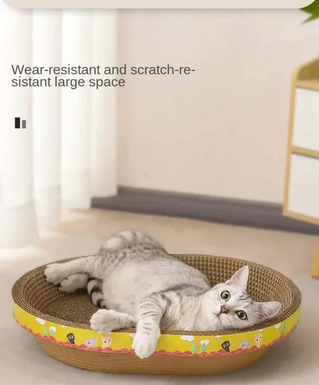 Katzenkratzbrett, schützt Möbel, Schleifklaue, Spielzeug, ovales Wellpappe, verschleißfestes Katzennest, Katzenzubehör – Detail 3