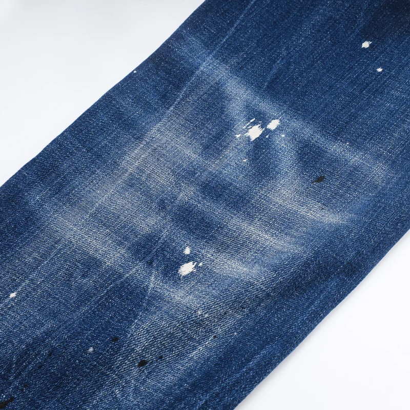 Designer Y2KFashion New Men's Retro Blue Jeans Painted Washed Nostalgic Perforated Patch Elastic Slimming Jeans Hip Hop Brand H