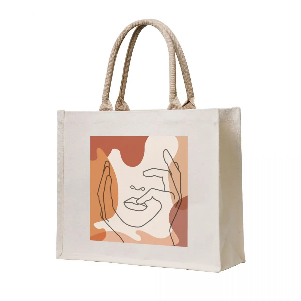 

COLOR BLOCK LINE FACES Tote Bag cloth bag woman shopper bag women canvas shopping bags foldable