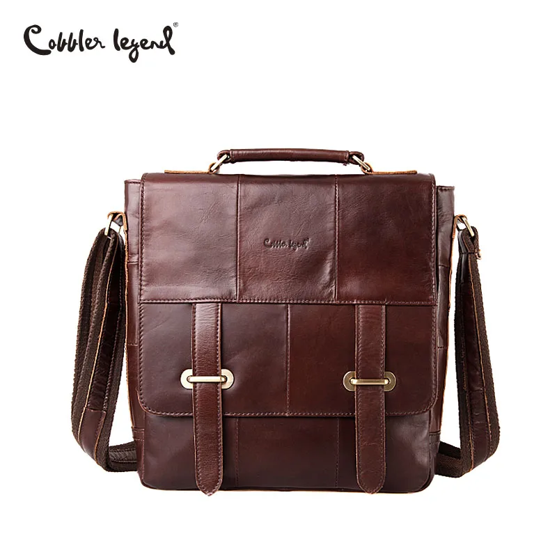 Imagem -02 - Sapateiro Lenda-bolsa de Couro Genuíno Masculino Bolsas Crossbody Marrons Bolsa de Negócios Retro Marca de Moda Universitária