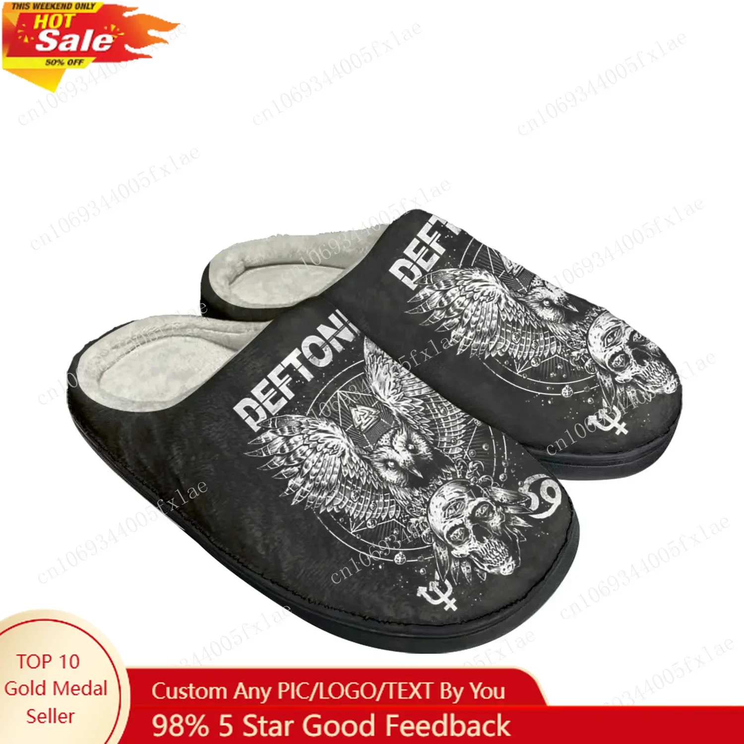 

Deftones Metal Art Rock Band Home Cotton Custom Slippers Mens Womens Sandals Plush Bedroom Casual Keep Warm Shoe Thermal Slipper