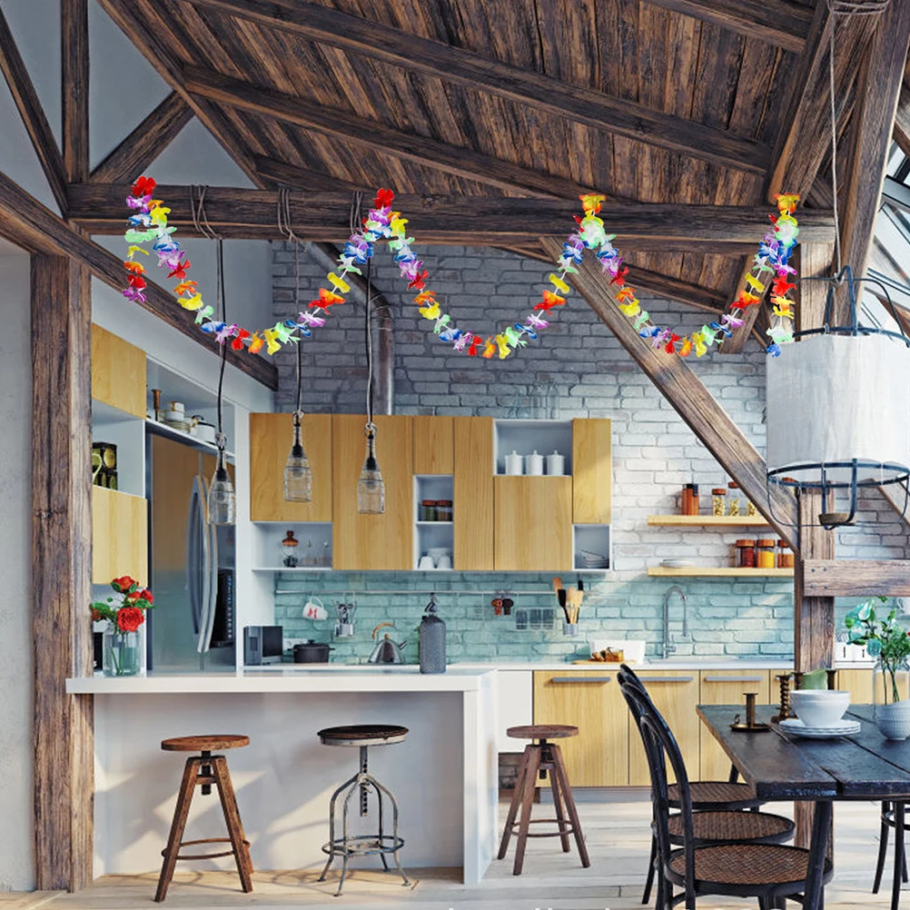 

1pc Colorful Flower Garland 6M Tropical Jungle Decor For Party Hawaiian Style Hanging Banner Luau Party Supplies Backyard