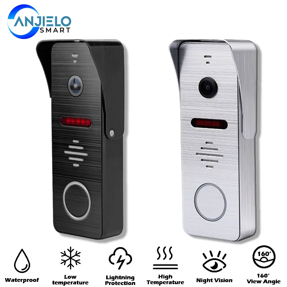 

1080P Video Intercom Outdoor Panel 160° Wide-angle Lens IP65 Waterproof Night Vision Doorbell Talking Connect Anjielo Monitor