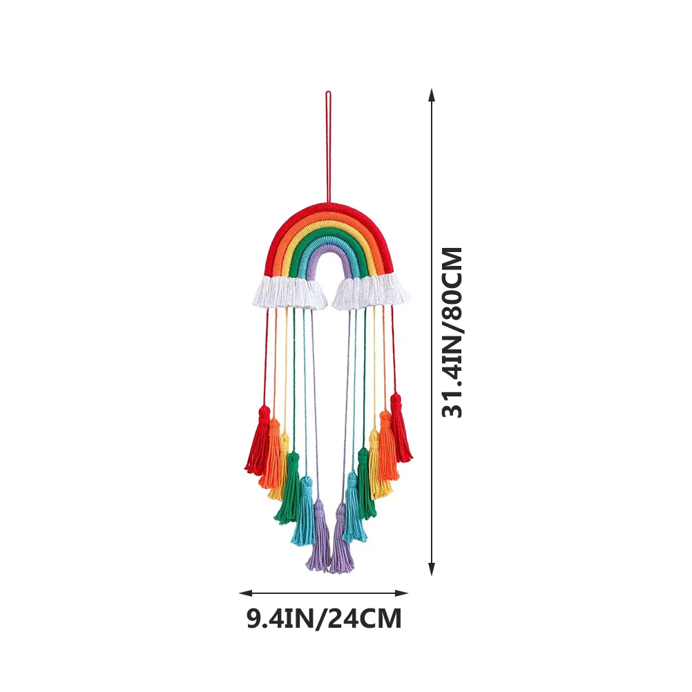 

Rainbow Woven Tassel Pendant Wall Hanging Decor Home Background Adornment Kids Room Wedding Store Decorative Fixture