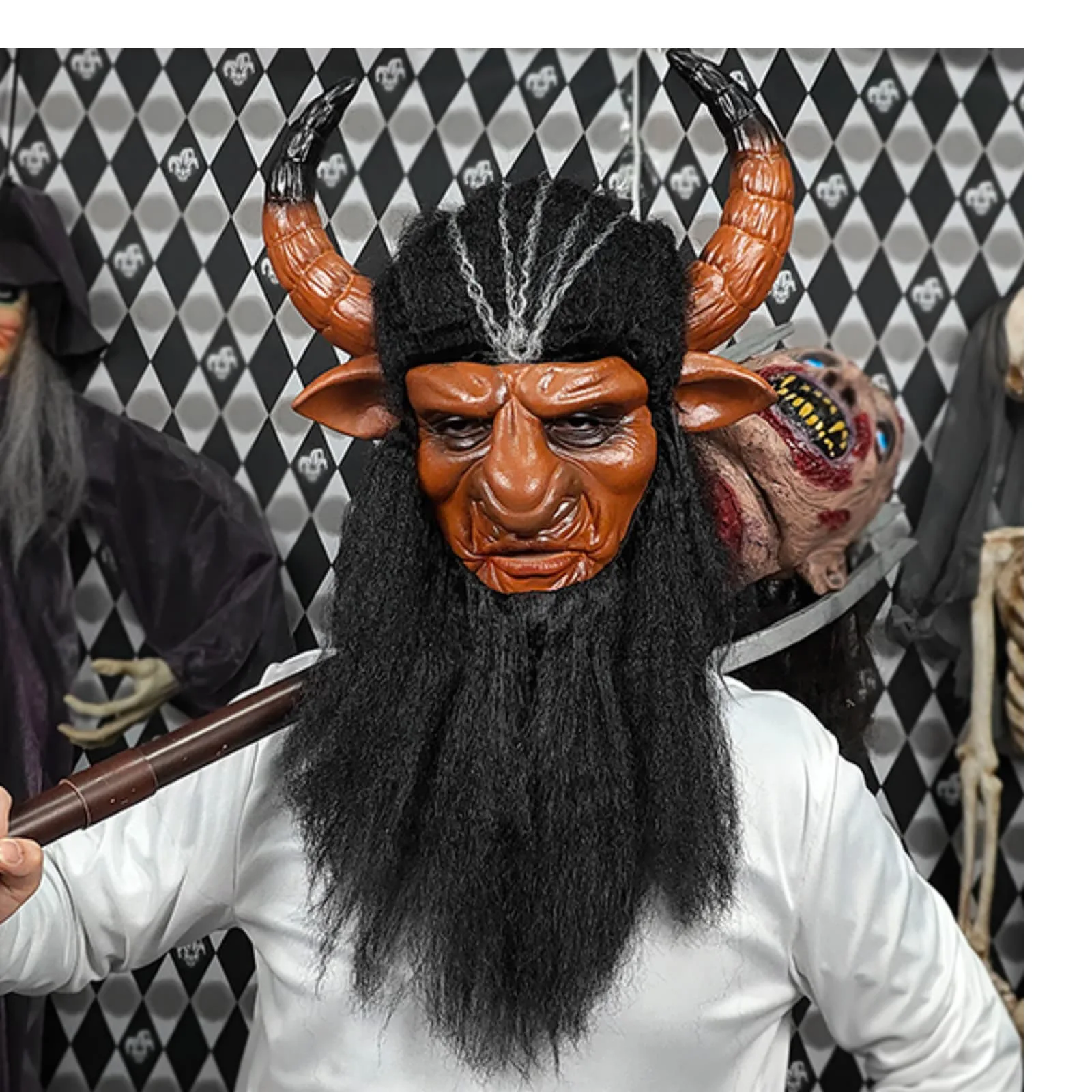 Halloween-Maske Bullendämon-König Ochsenhorn Latex-Masken Realistische Gruselige Pelzige Kostüme für Erwachsene – Detail 1
